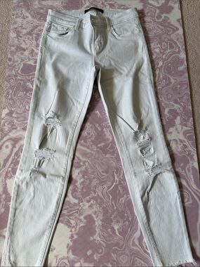 J Brand White Distressed Skinny Jeans
